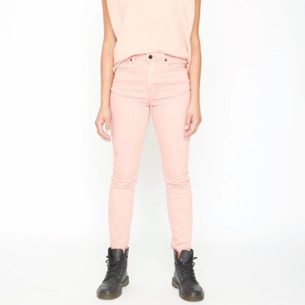 Sandrine Rose Embroidered Palm Jeans High Rise Streetwear Y2K Baggy Retro 26